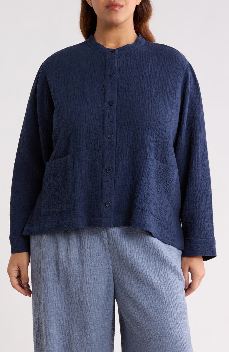 Eileen Fisher Seersucker Shirt Jacket, Alternate, color, Ink
