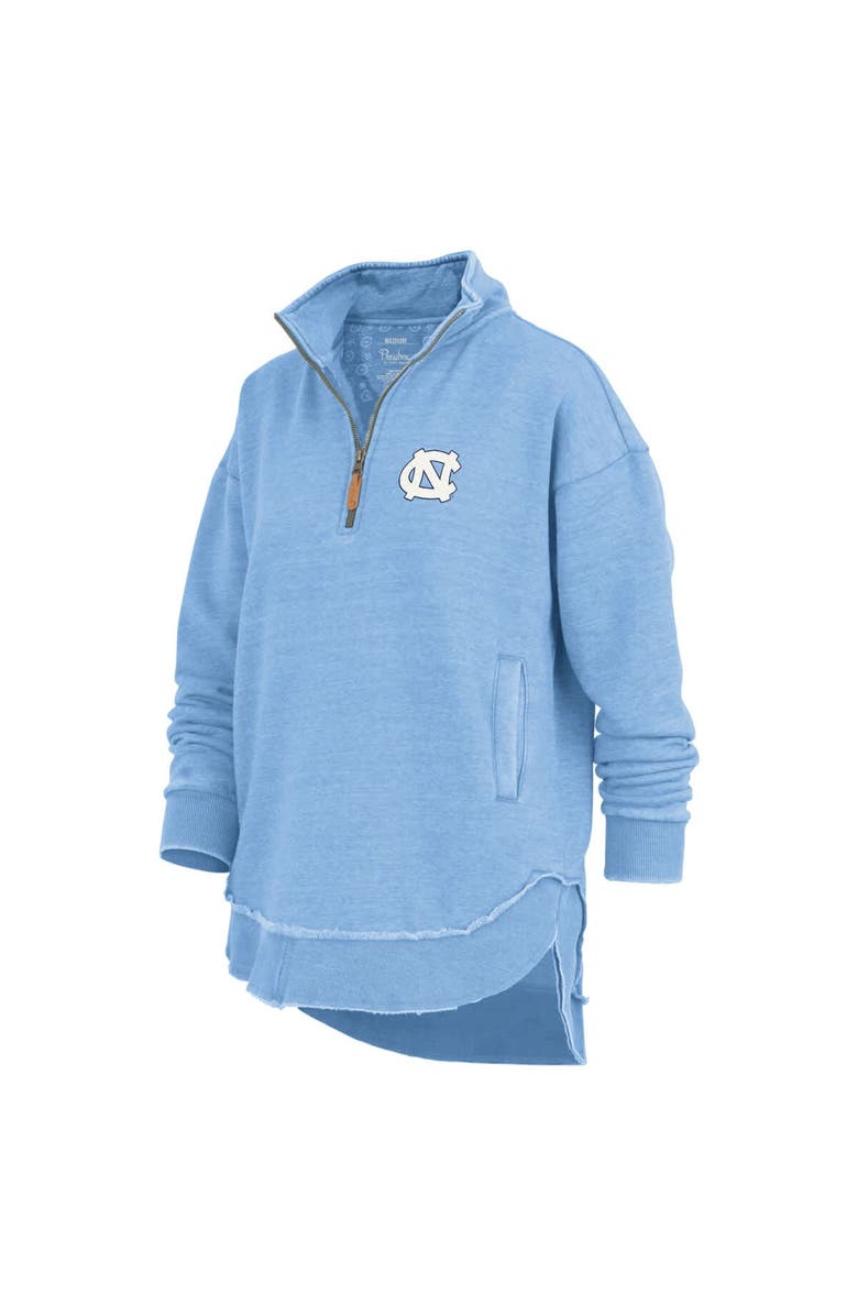 PRESSBOX Women's Pressbox Light Blue North Carolina Tar Heels Northfork Sojourn Poncho Quarter-Zip Sweatshirt, Alternate, color, Light Blue