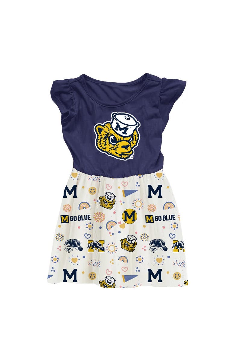 Wes & Willy Toddler Wes & Willy  Navy Michigan Wolverines Vault Princess Dress, Main, color, 