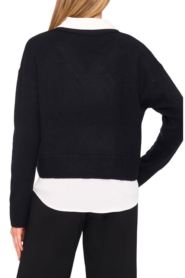 Layered Look Sweater, Alternate, color, RICH BLACK