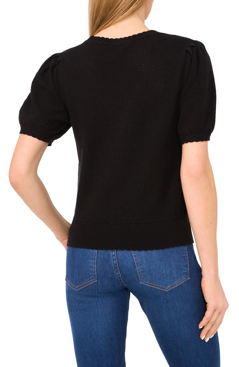 CeCe Pointelle V-Neck Sweater, Alternate, color, 