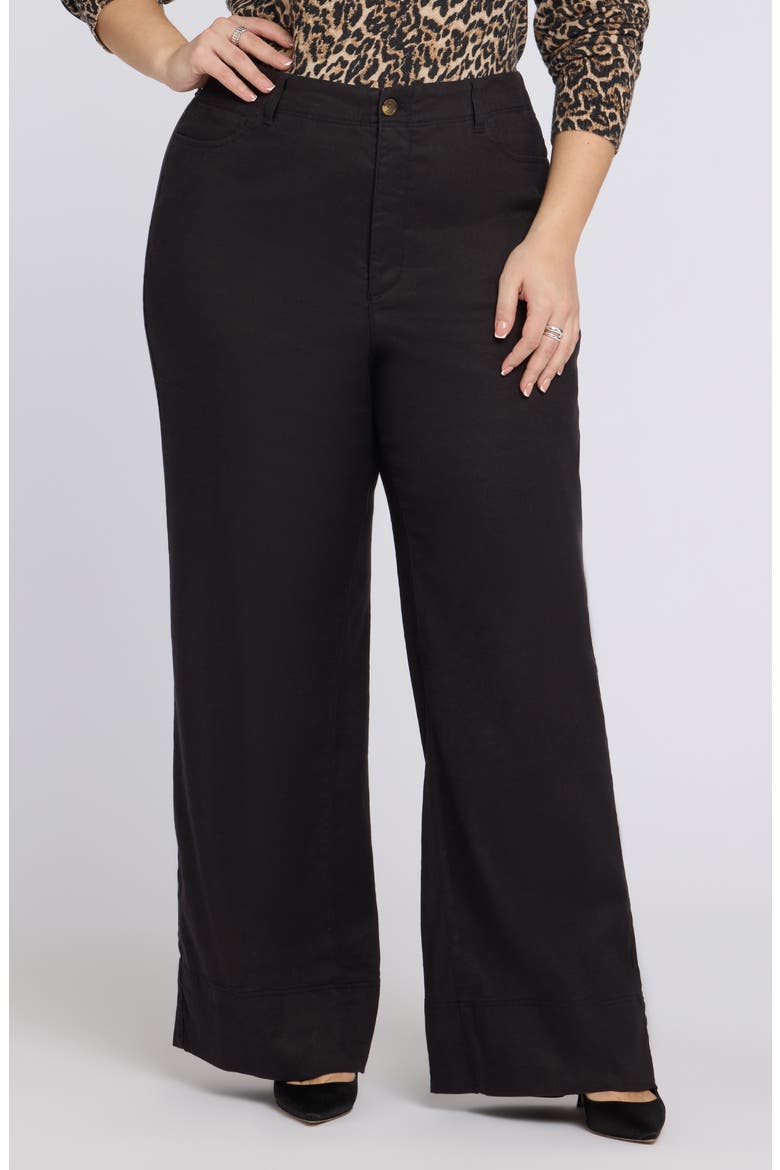 Linen Blend Wide Leg Pants, Main, color, BLACK