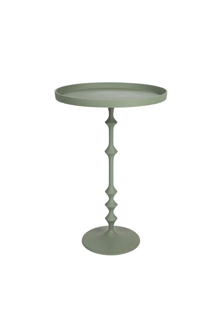 Metal Round Table with Sculptural Silhouette, Main, color, Green