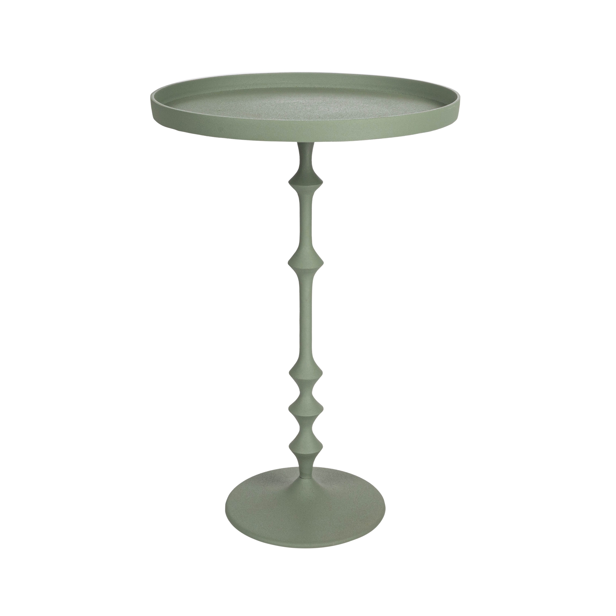 Storied Home Metal Round Table with Sculptural Silhouette - Green