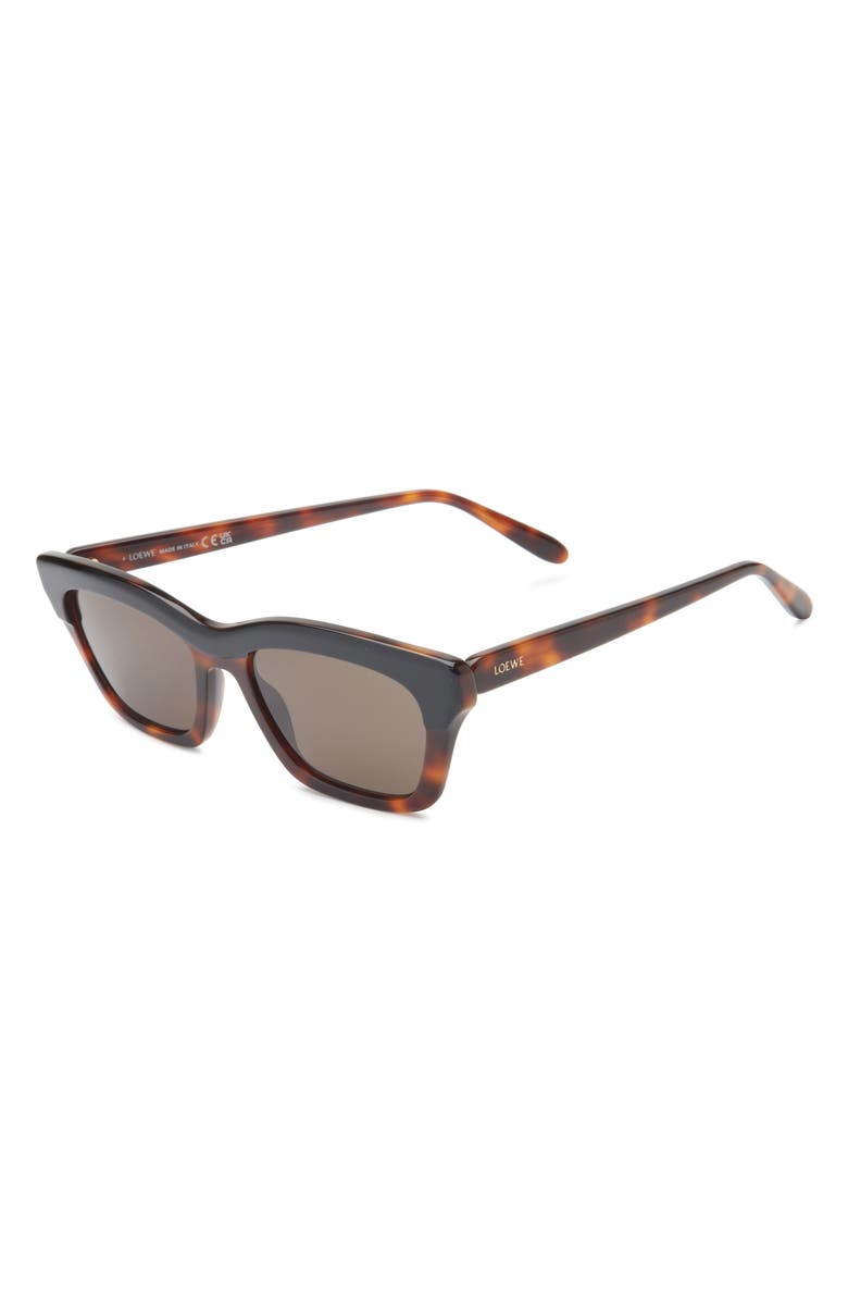 Loewe Slim 53mm Rectangular Sunglasses, Alternate, color, Dark Havana / Brown