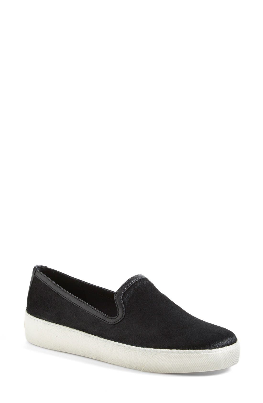 'Becker' Calf Hair Slip On, Main, color, BLACK BRAHMA