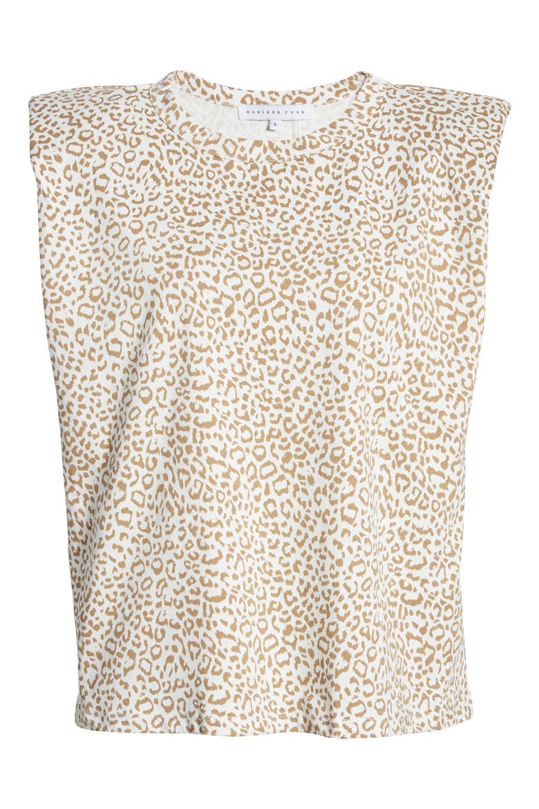 Leopard Print Padded Shoulder Tank Top, Alternate, color, WHITE/ BEIGE