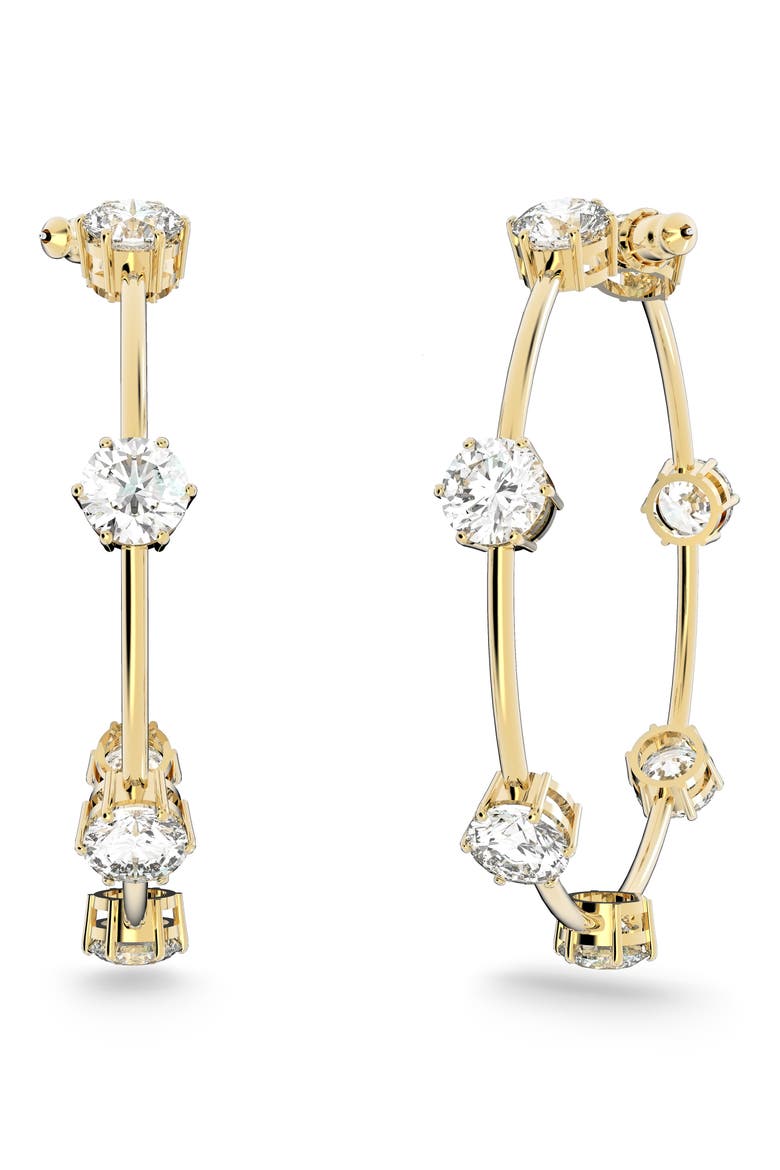 Constella Crystal Hoop Earrings, Main, color, GOLD/ WHITE