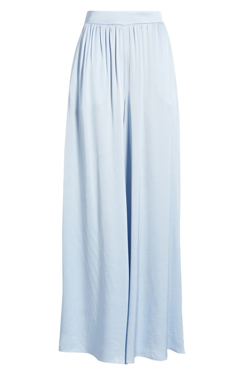MANGO High Waist Satin Wide Leg Pants, Main, color, Sky Blue