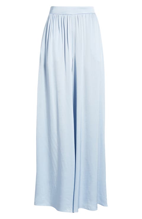 High Waist Satin Wide Leg Pants