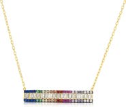 SPHERA MILANO Gold Vermeil CZ Rainbow Bar Necklace
