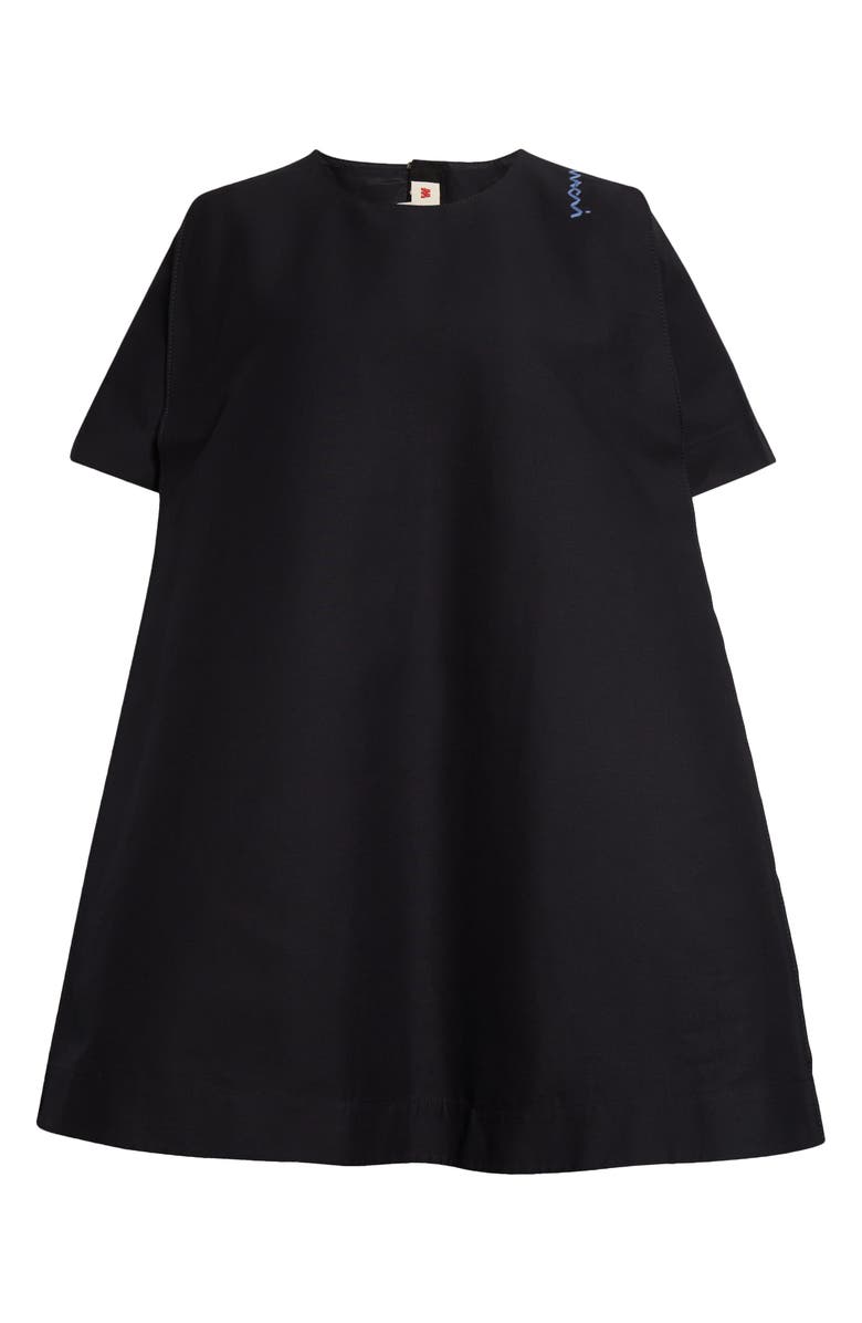 Marni Short Sleeve Cotton Cady A-Line Dress, Alternate, color, Black
