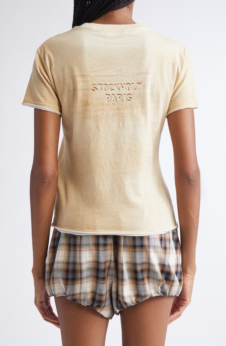 Acne Studios Etza Sand Trompe l'Oeil Cotton T-Shirt, Alternate, color, Sand Beige