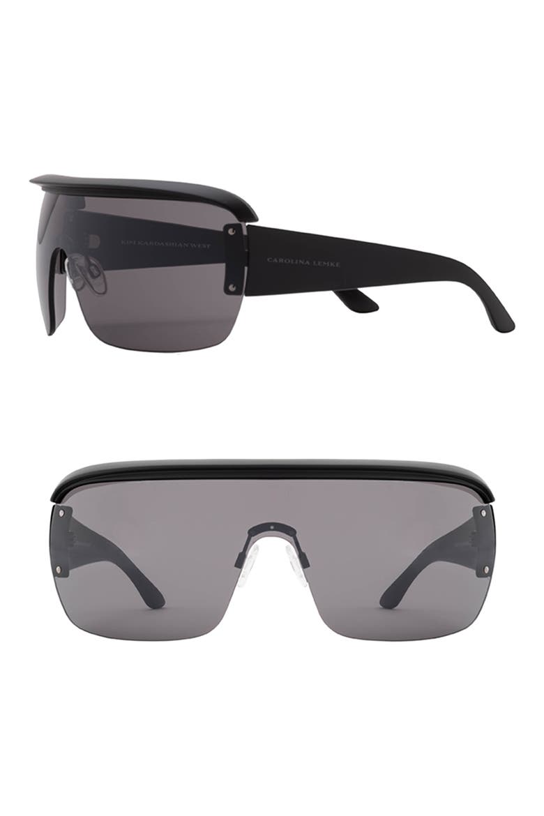 x KKW Nirvana 137mm Shield Sunglasses, Main, color, BLACK BLACK/ SMOKE
