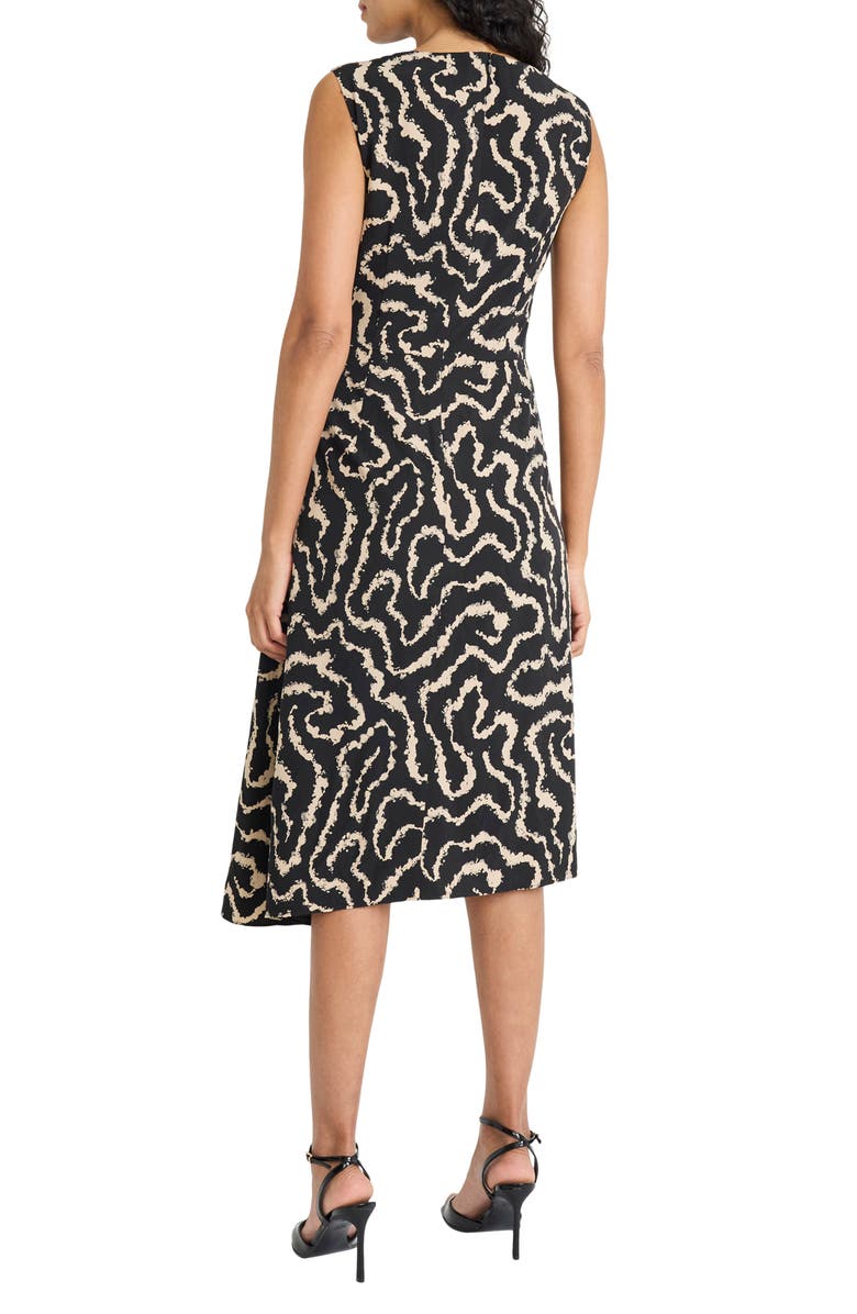 Maggy London Sleeveless Asymmetric Hem Midi Dress, Alternate, color, Black/ Tan