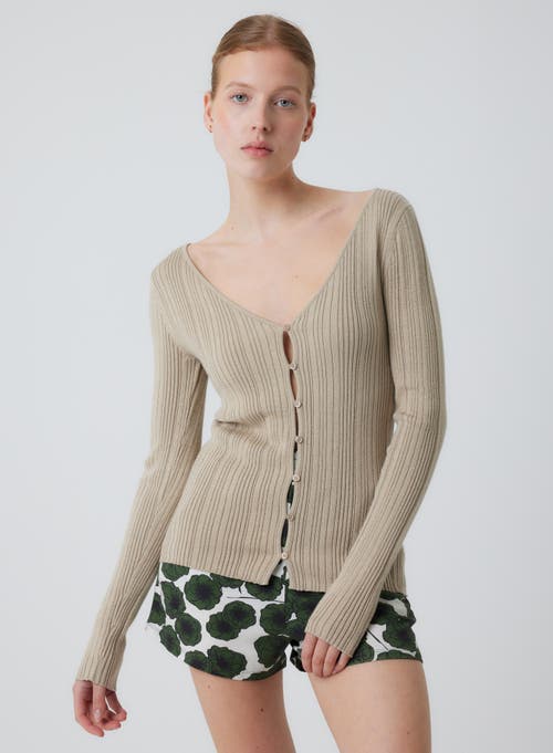 Majestic Filatures Organic Cotton Metallic Rib Knit V-neck Cardigan