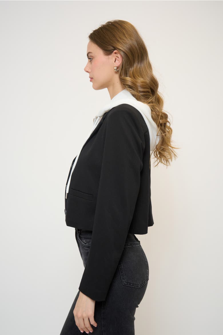 Cropped Fitted Dickey Jacket, Alternate, color, BLACK
