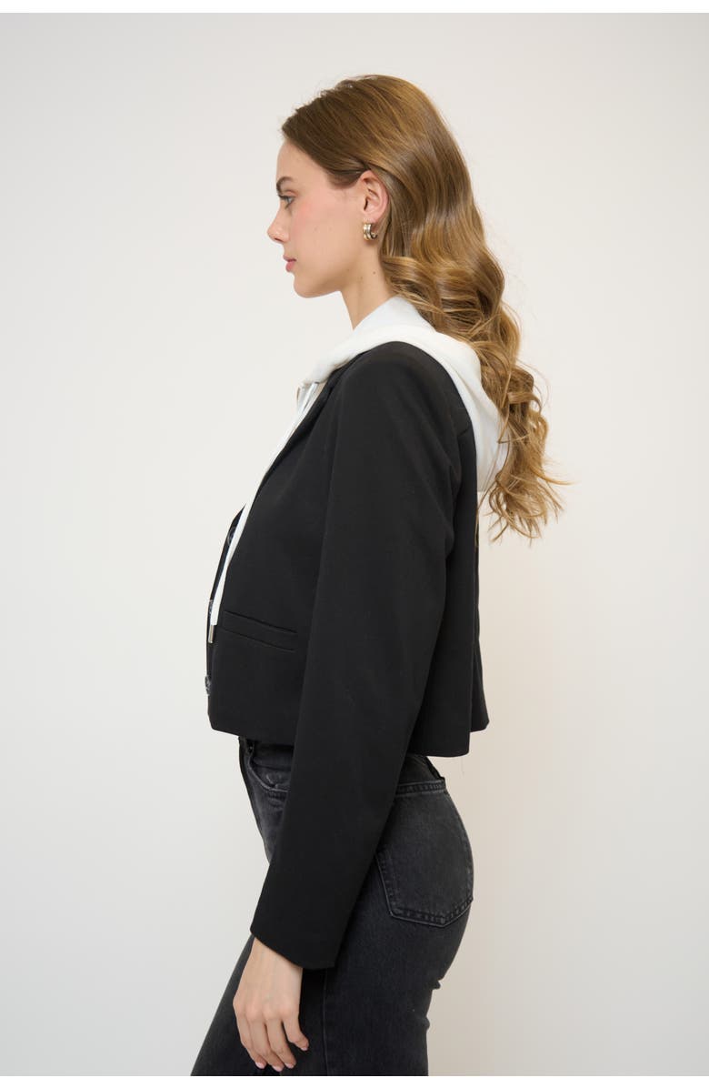 Central Park West Cropped Fitted Dickey Jacket, Alternate, color, Black