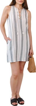 Bella Dahl Stripe Lace-Up Sleeveless Minidress