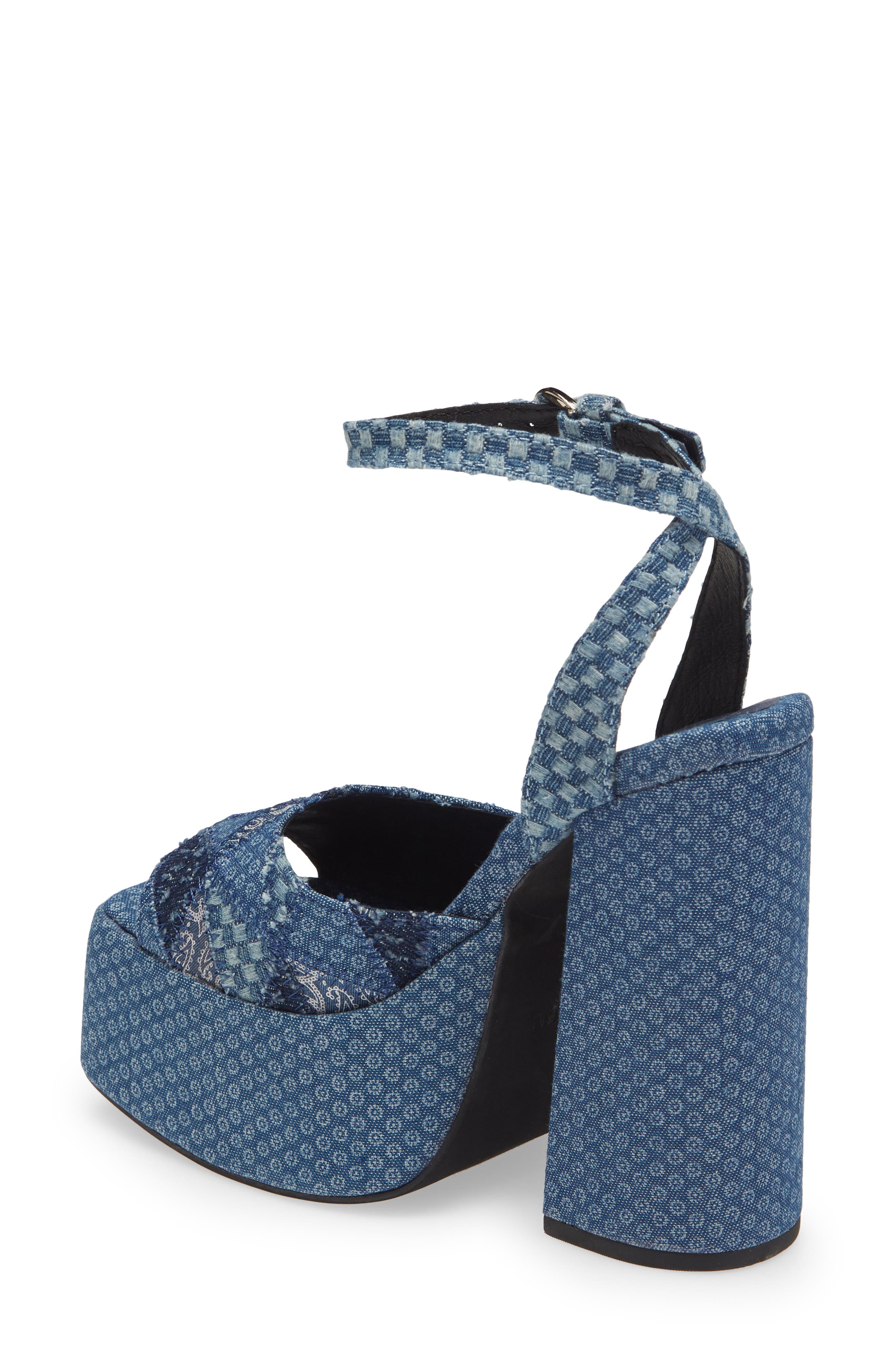 Seventy-One Ankle Strap Platform Sandal, Alternate, color, BLUE DENIM PATCHWORK MLTI