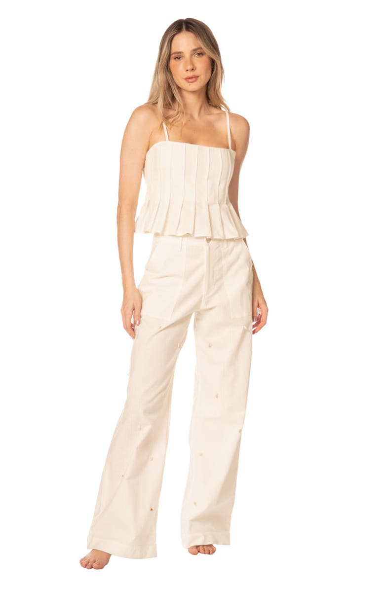 KIBYS Shell Tides Becca Wide Leg Pants, Alternate, color, Off White