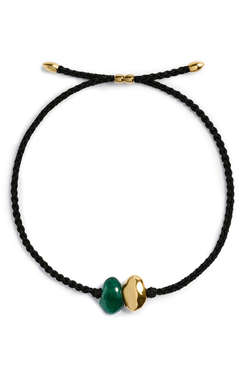 Monica Vinader Antica Gemstone Cord Bracelet, Main, color, 18K Gold Vermeil/ Grn Adv