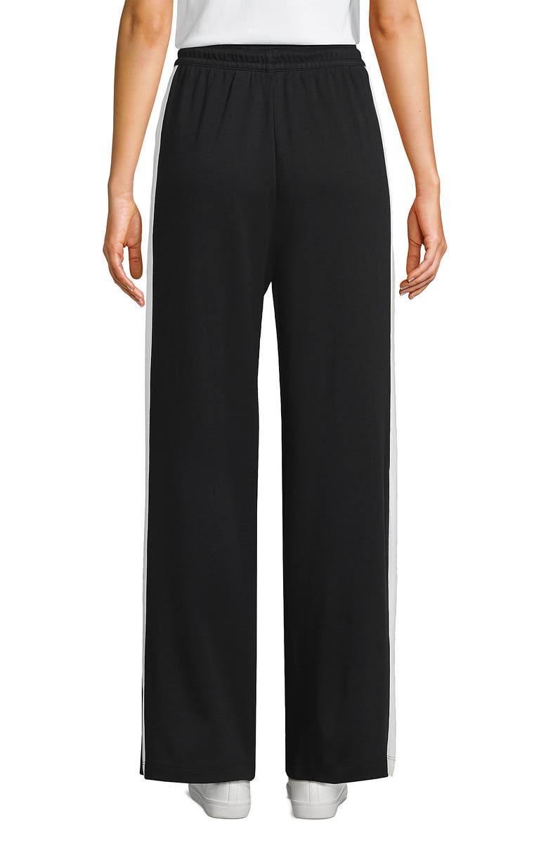Lands' End Knit High Rise Relaxed Straight Leg Side Stripe Pants, Alternate, color, Black/White