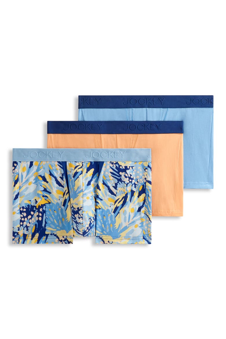Men's Chafe Proof Pouch Cotton Stretch 3" Trunk - 3 Pack, Main, color, Tropic Breeze