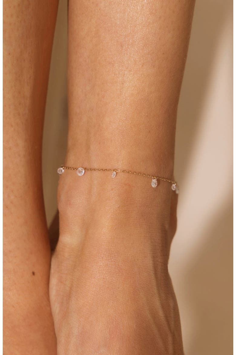 Dew Drop Floating Anklet, Alternate, color, Gold Vermeil