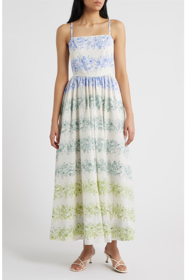 Empire Waist Sleeveless Cotton Maxi Dress, Main, color, KELLY GREEN