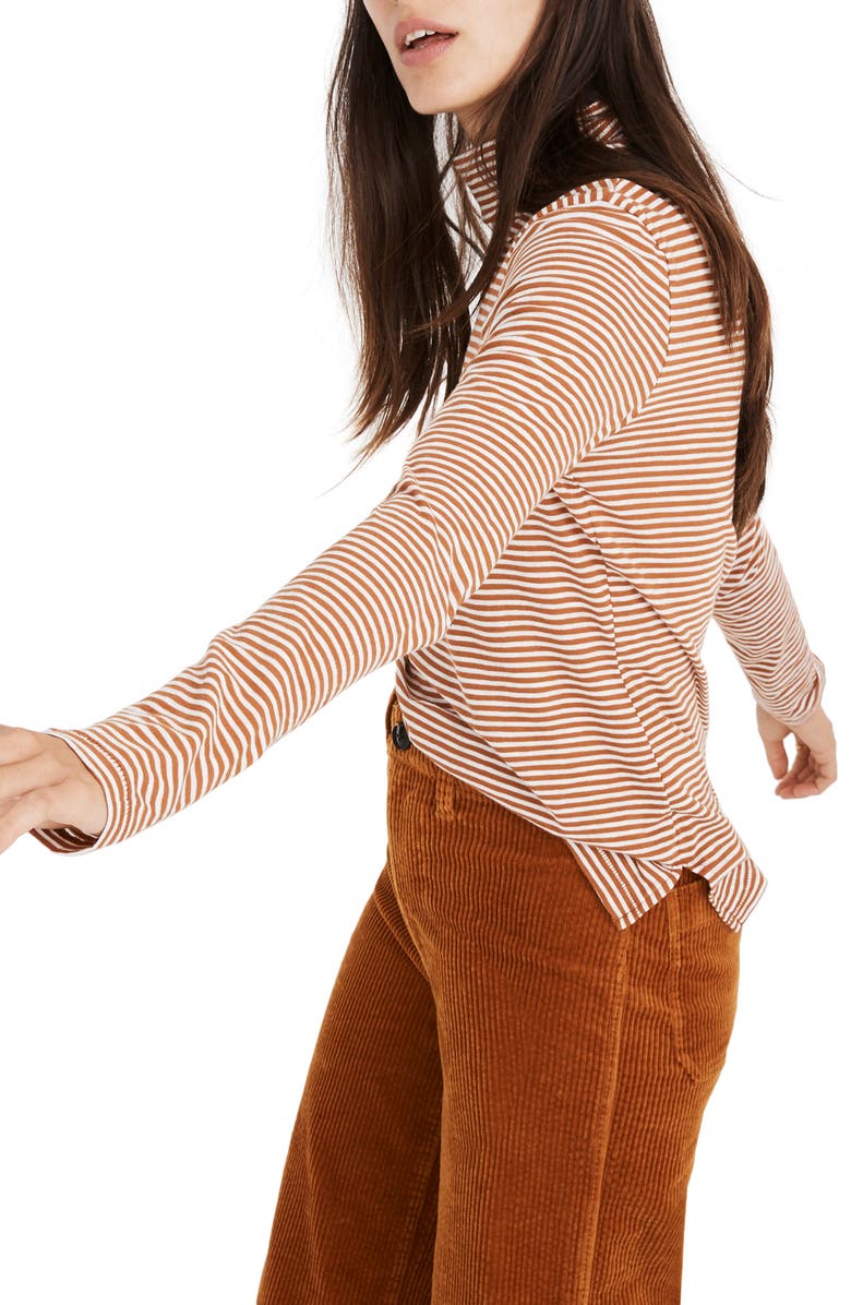 Madewell Stripe Whisper Cotton Turtleneck, Alternate, color,