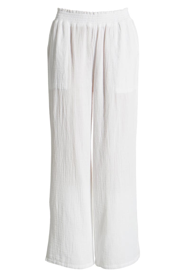 Meadow Wide Leg Cotton Gauze Pants, Alternate, color, WHITE