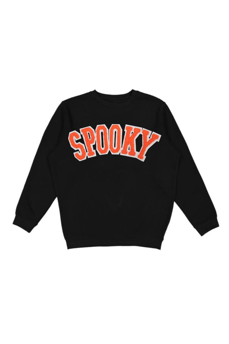 Spooky Orange Patch Halloween Sweatshirt, Main, color, Black