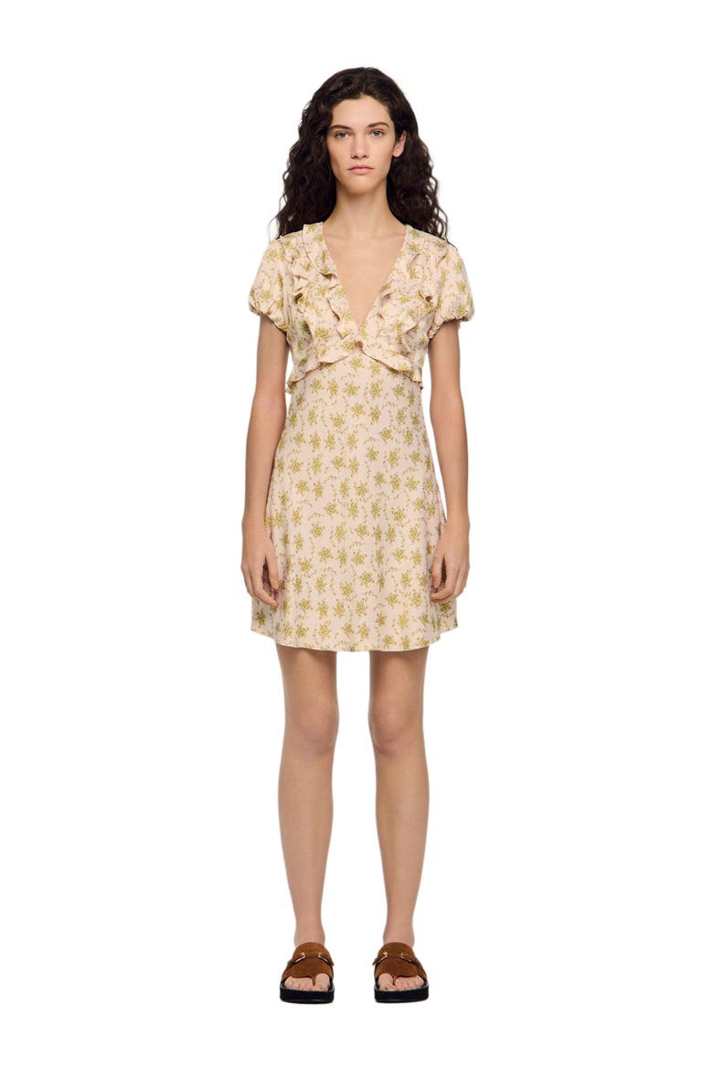 Floral print short dress, Main, color, Light pink