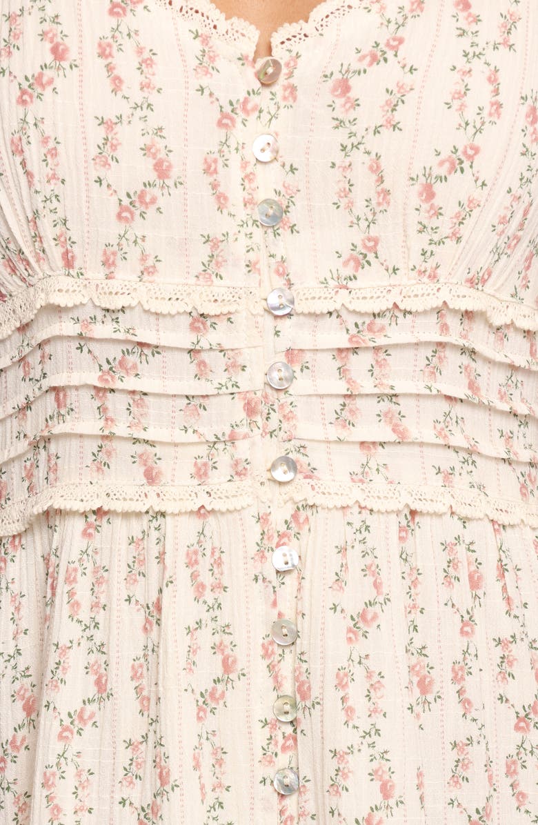 Petal & Pup Orlaith Floral Tiered Cotton Blend Maxi Dress, Alternate, color, Rose Garden