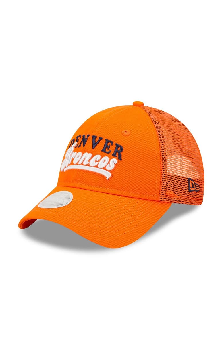 New Era Women's New Era   Orange Denver Broncos Team Trucker 9FORTY Snapback Hat, Main, color, 