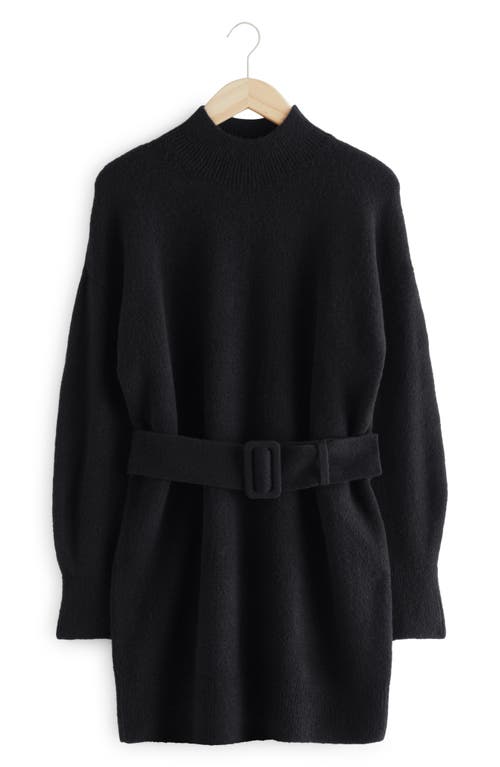 Shop & Other Stories Belted Sweater Dress In Black