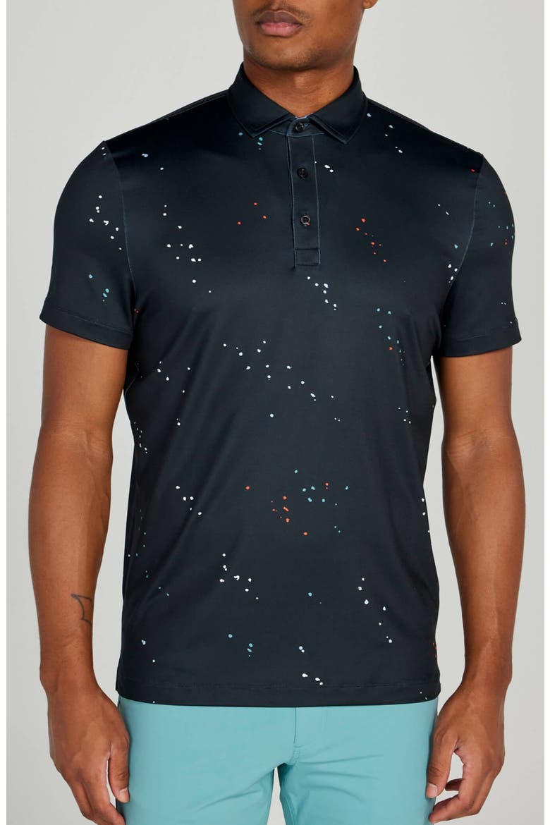 Hanson Spatter Print Performance Golf Polo, Main, color, TUXEDO