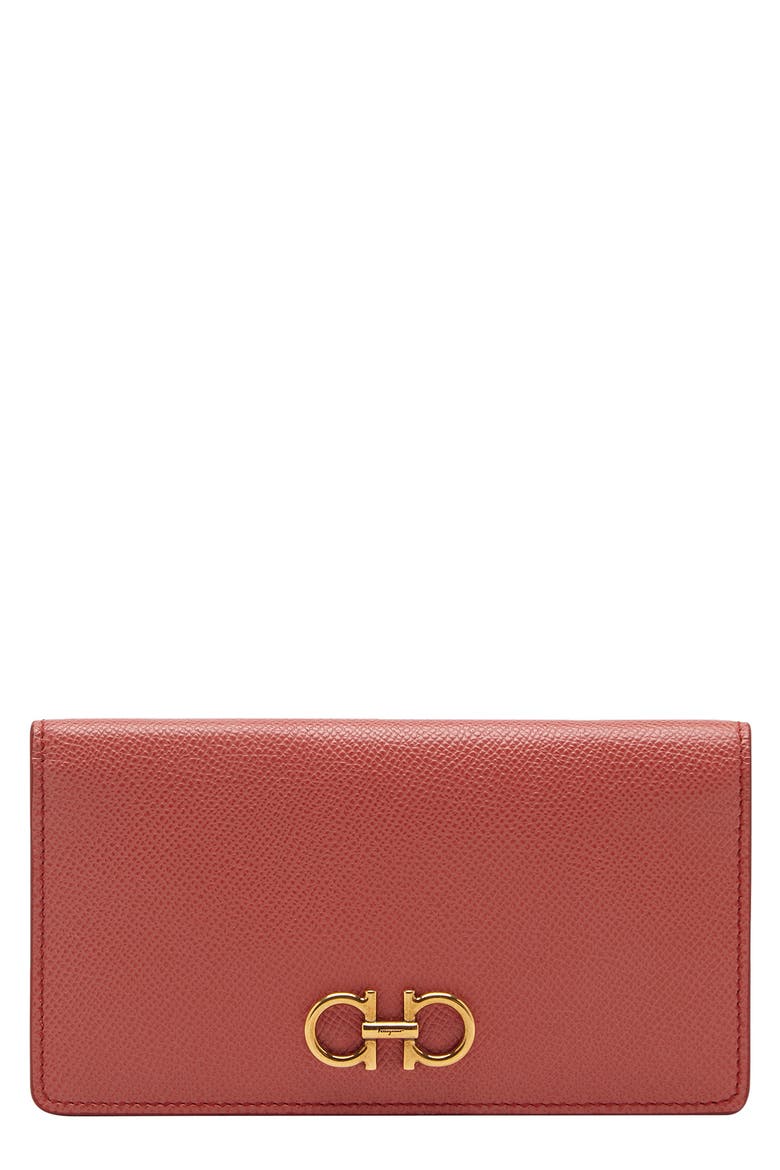 Salvatore Ferragamo Gancini Leather Continental Wallet, Main, color, LINGONBERRY