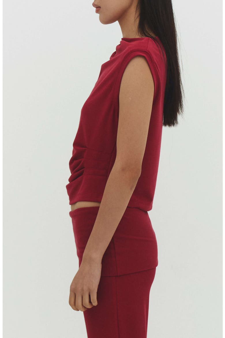 Asymmetric Pleat Sleeveless Top, Alternate, color, RASBERRY