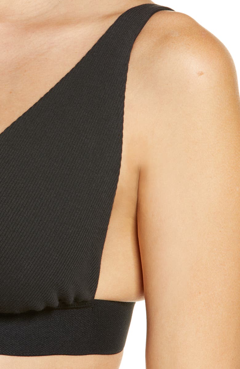 SKIMS Stretch Cotton Rib Plunge Bralette, Alternate, color,