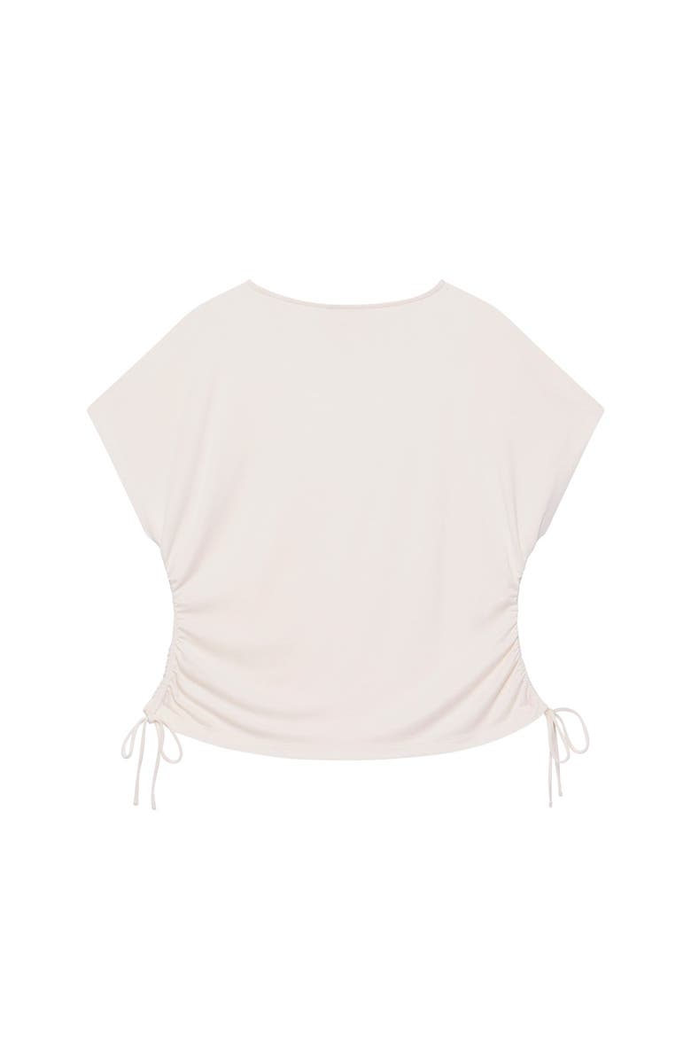 Jersey Ruched Tie Detail Top, Alternate, color, Ivory