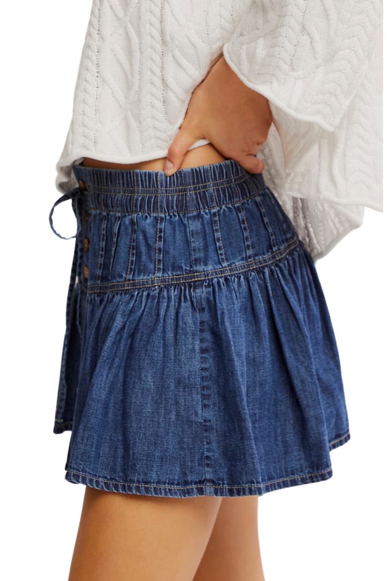 Roselle Drawstring Denim Miniskirt, Alternate, color, HIGH TIDE