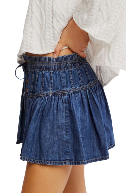 Shop Free People Roselle Drawstring Denim Miniskirt In High Tide