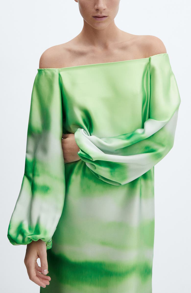 MANGO Tie Dye Off the Shoulder Long Sleeve Maxi Dress, Alternate, color, 