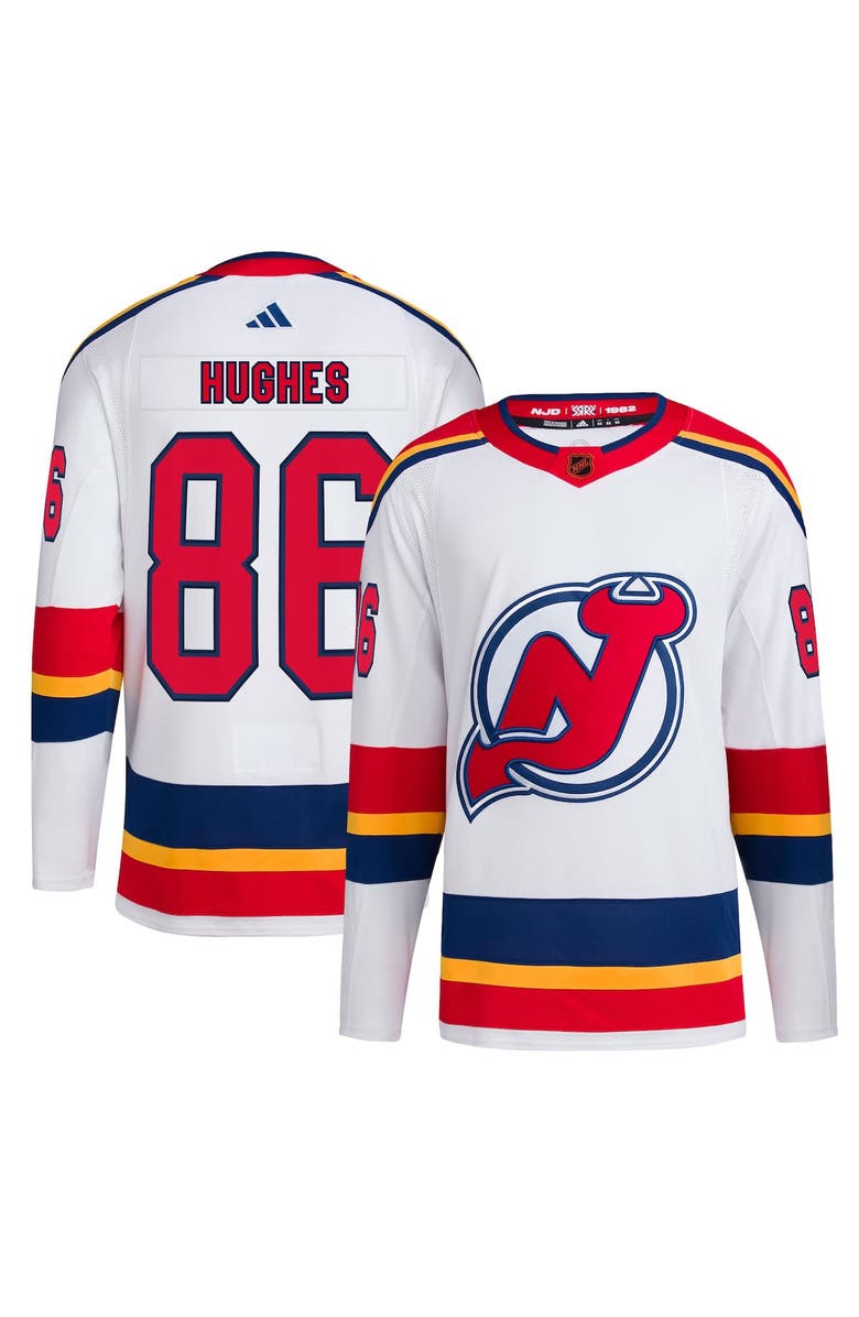 adidas Men's adidas Jack Hughes White New Jersey Devils Reverse Retro 2.0 Authentic Player Jersey, Alternate, color,