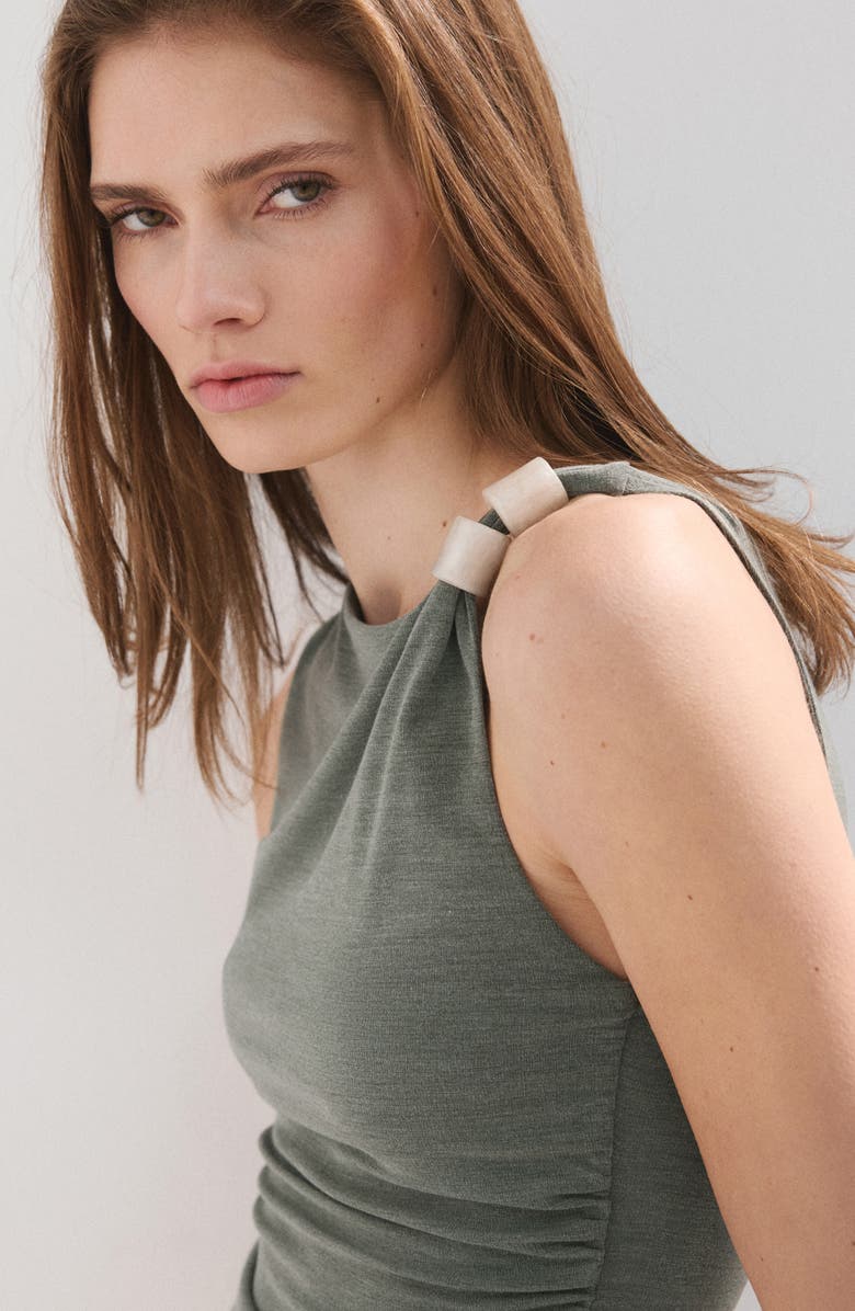 MANGO Bead Strap Detail Ruched Top, Alternate, color, 