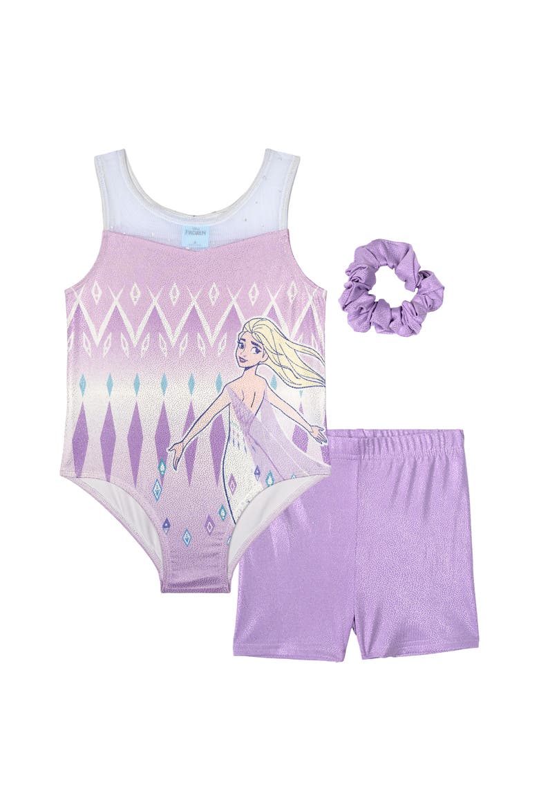 Frozen Queen Elsa Gymnastics Leotard and Shorts Set, Main, color, Lavender Elsa