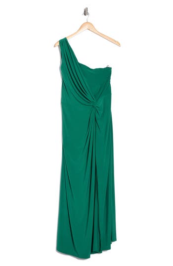 Marina One-shoulder Jersey Maxi Dress In Green
