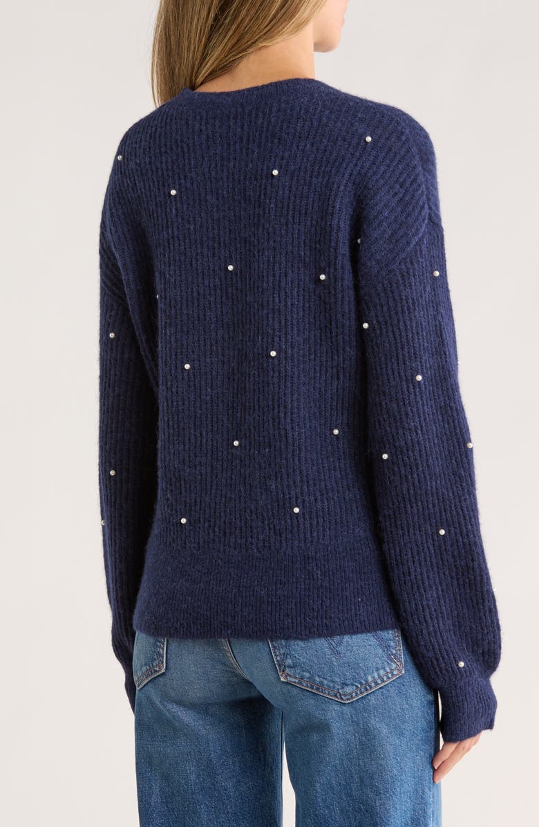 vineyard vines Bow Embellished Alpaca Blend Crewneck Sweater, Alternate, color, Nautical Navy